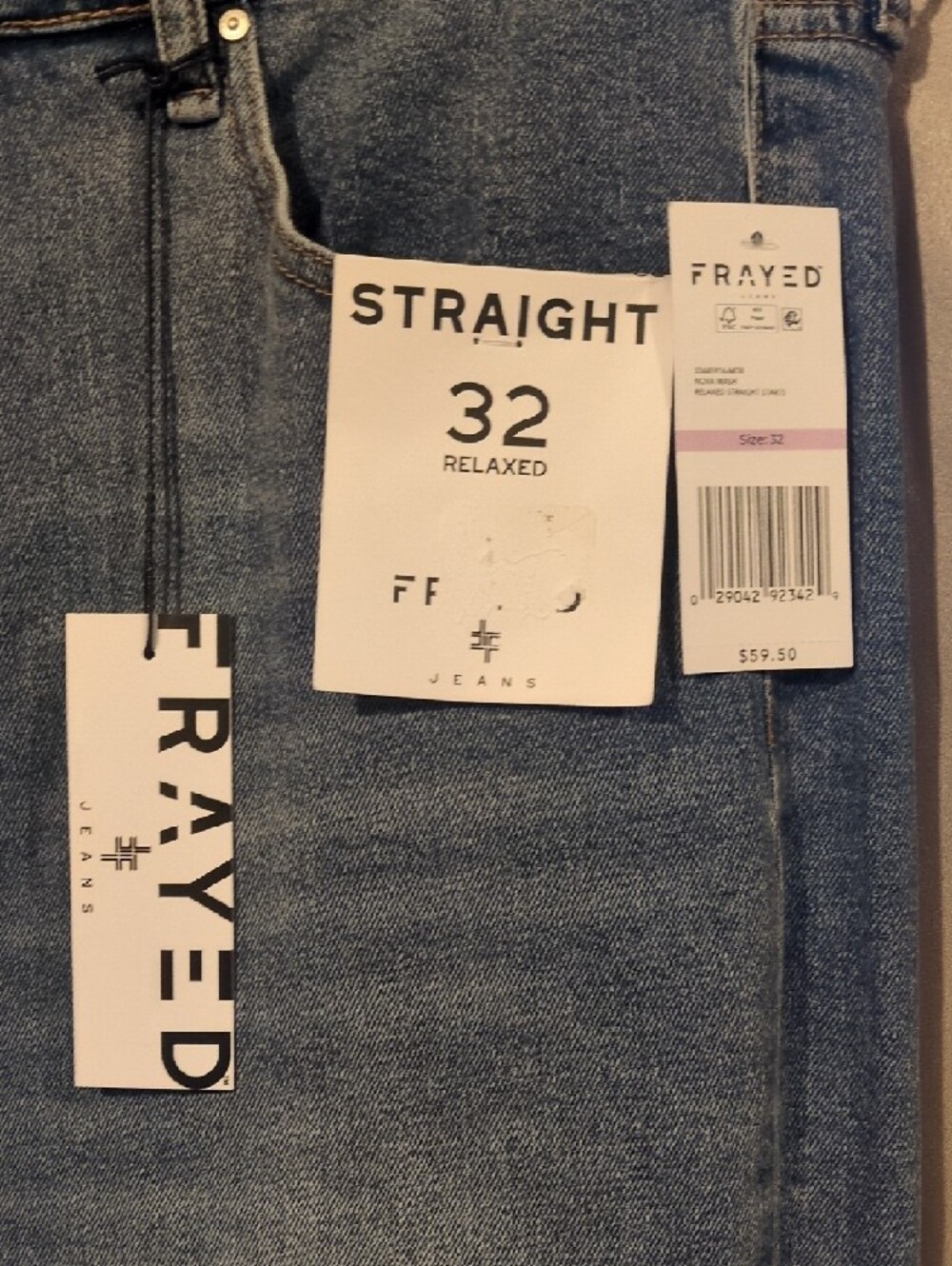 FRAYED Straight Denim Jeans with Star Patch Detail - Picture 3 of 3